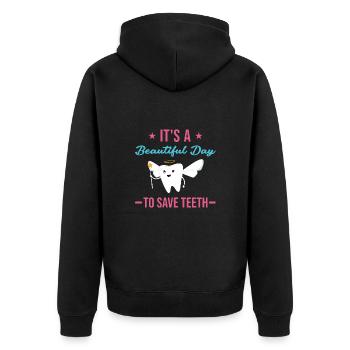 A Beautiful Day To Save Teeth Dental Assistant - Unisex Premium Bio Zip Hoodie - Schwarz - Hinten - Nico (187cm)