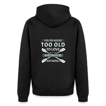 Vous n’êtes jamais trop vieux trop aimer le kayak en eau vive - Veste à capuche bio Premium Unisexe - noir - Dos - Nico (187cm)