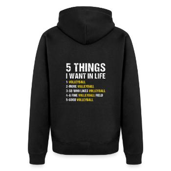 Sport 5 Things I Want In Life Volleyball - Unisex Premium Bio Zip Hoodie - Schwarz - Hinten - Nico (187cm)