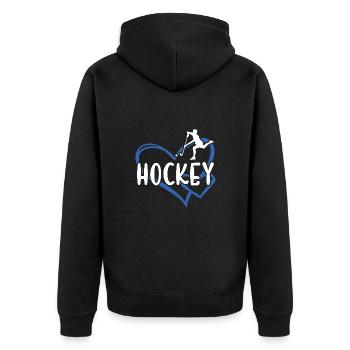 Sport Heart Hockey - Unisex Premium Bio Zip Hoodie - Schwarz - Hinten - Nico (187cm)