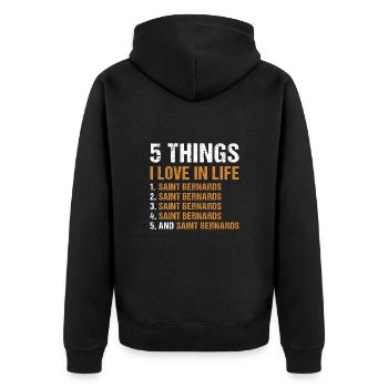 5 choses que j’aime dans la vie Saint-Bernard - Veste à capuche bio Premium Unisexe - noir - Dos - Nico (187cm)