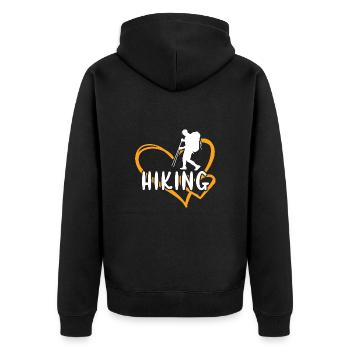 Hiker Heart Hiking - Unisex Premium Bio Zip Hoodie - Schwarz - Hinten - Nico (187cm)