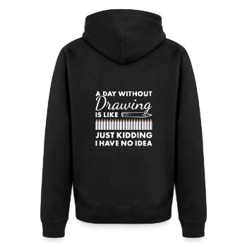 Tiroir Un jour sans dessin - Veste à capuche bio Premium Unisexe - noir - Dos - Nico (187cm)