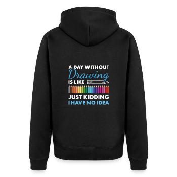 Drawer A Day Without Drawing - Unisex Premium Organic Zip Hoodie - black - Back - Nico (187cm)