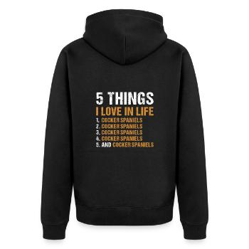 Chien 5 choses que j’aime dans la vie Corgi - Veste à capuche bio Premium Unisexe - noir - Dos - Nico (187cm)