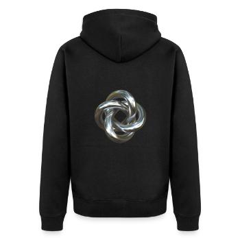 Torusknoten Silber 3D - Unisex Premium Bio Zip Hoodie - Schwarz - Hinten - Nico (187cm)