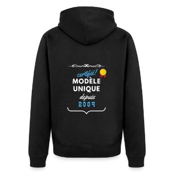certifié modèle unique depuis 2004 - Veste à capuche bio Premium Unisexe - noir - Dos - Nico (187cm)