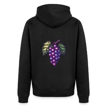 Weintrauben Pixel - Unisex Premium Bio Zip Hoodie - Schwarz - Hinten - Nico (187cm)