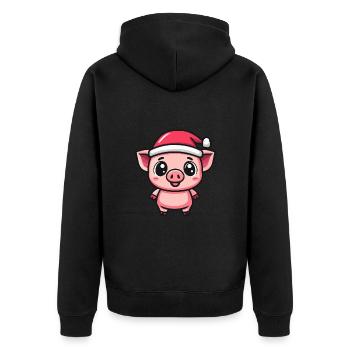 Pig Christmas Christmas - Unisex Premium Organic Zip Hoodie - black - Back - Nico (187cm)