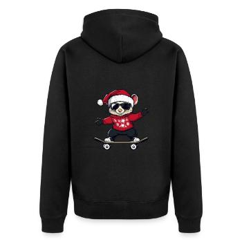 Mouse Christmas Funny - Unisex Premium Organic Zip Hoodie - black - Back - Nico (187cm)