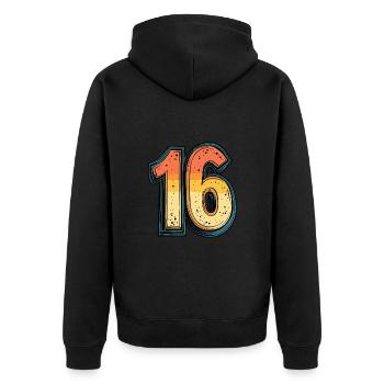 16 Symbole numérique - Veste à capuche bio Premium Unisexe - noir - Dos - Nico (187cm)