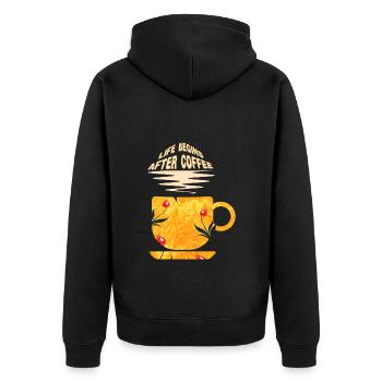 life begins after coffee e 271 - Unisex Premium Organic Zip Hoodie - black - Back - Nico (187cm)