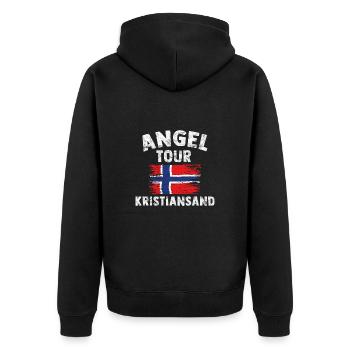 Kristiansand Angel Tour Norway Customizable - Unisex Premium Organic Zip Hoodie - black - Back - Nico (187cm)