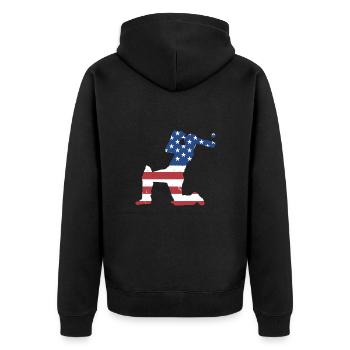 Sport Us Flag Cricket - Unisex Premium Bio Zip Hoodie - Schwarz - Hinten - Nico (187cm)