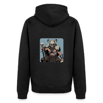 Viking warrior with skull mask and horns - Unisex Premium Organic Zip Hoodie - black - Back - Nico (187cm)