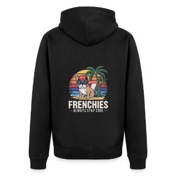Cool Frenchie French Bulldog on the Beach - Unisex Premium Organic Zip Hoodie - black - Back - Nico (187cm)