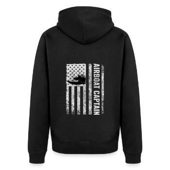 Amerikanische Flagge USA Airboat Airboating Captain - Unisex Premium Bio Zip Hoodie - Schwarz - Hinten - Nico (187cm)
