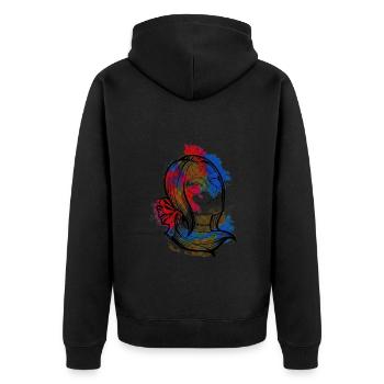 A Beautiful and Funny Watercolor Calavera Design - Unisex Premium Organic Zip Hoodie - black - Back - Nico (187cm)