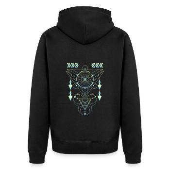 Symbole Superstition Élément Foi - Veste à capuche bio Premium Unisexe - noir - Dos - Nico (187cm)