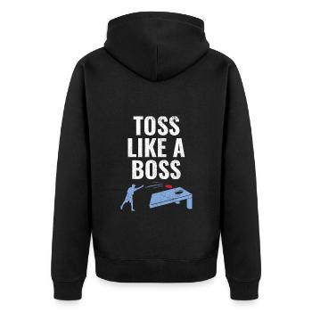 Cornhole Bean Bag Toss Outdoor Lawn Game Funny - Unisex Premium Organic Zip Hoodie - black - Back - Nico (187cm)