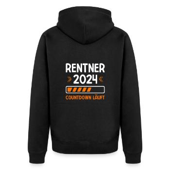 Rentner 2024 Countdown Läuft Rente 2024 - Unisex Premium Bio Zip Hoodie - Schwarz - Hinten - Nico (187cm)