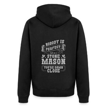 Steinmetz Arbeit Hammer Kunstwerk - Unisex Premium Bio Zip Hoodie - Schwarz - Hinten - Nico (187cm)