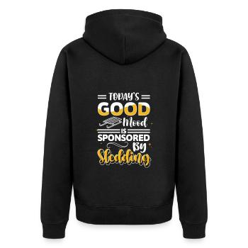 Winter Schlittenfahren Schlittenfahrer Rutschen - Unisex Premium Bio Zip Hoodie - Schwarz - Hinten - Nico (187cm)
