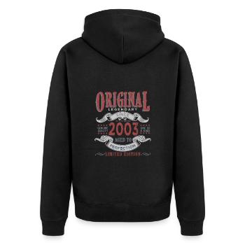 Born in 2003 Original 20 years birthday gift - Unisex Premium Organic Zip Hoodie - black - Back - Nico (187cm)