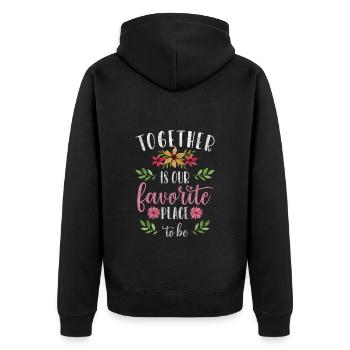 Beziehung Romantik Kuss Partner - Unisex Premium Bio Zip Hoodie - Schwarz - Hinten - Nico (187cm)
