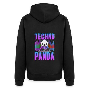 Rave Rave Musik Electro Abfeiern - Unisex Premium Bio Zip Hoodie - Schwarz - Hinten - Nico (187cm)