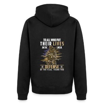 Militär Grenze Frieden Flagge - Unisex Premium Bio Zip Hoodie - Schwarz - Hinten - Nico (187cm)