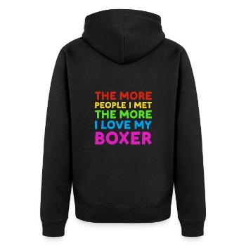 More People I Met More I Love Boxer - Unisex Premium Bio Zip Hoodie - Schwarz - Hinten - Nico (187cm)
