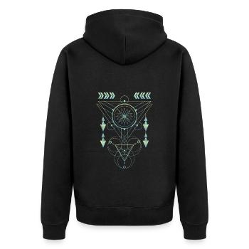 Runes, Symbolisme, Religion, Éléments - Veste à capuche bio Premium Unisexe - noir - Dos - Nico (187cm)