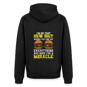 Essen Restaurant Vielesser - Unisex Premium Bio Zip Hoodie - Schwarz - Hinten - Nico (187cm)