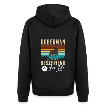 Dobermann Hunderasse Beschützer Schutzhund - Unisex Premium Bio Zip Hoodie - Schwarz - Hinten - Nico (187cm)
