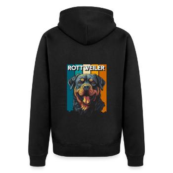 Kampfhund Gefahr Wachhund Diensthund - Unisex Premium Bio Zip Hoodie - Schwarz - Hinten - Nico (187cm)