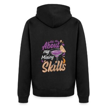 Mixer Alkohol Trinken - Unisex Premium Bio Zip Hoodie - Schwarz - Hinten - Nico (187cm)