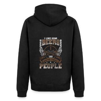 Gun Pistol Hunting Firearm - Unisex Premium Organic Zip Hoodie - black - Back - Nico (187cm)