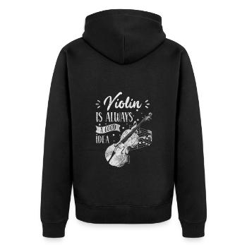 Violine Konzert Streichinstrument Schüler - Unisex Premium Bio Zip Hoodie - Schwarz - Hinten - Nico (187cm)