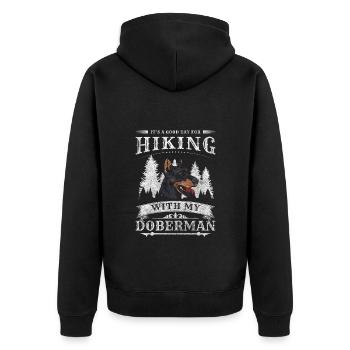 Dobermann Hundebesitzer Tier - Unisex Premium Bio Zip Hoodie - Schwarz - Hinten - Nico (187cm)