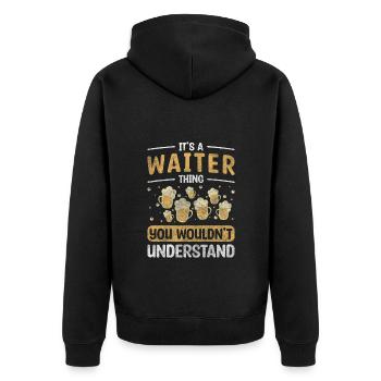 Waiter Gastronomy Profession Service Specialist - Unisex Premium Organic Zip Hoodie - black - Back - Nico (187cm)
