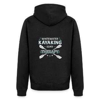 Whitewater Kayaking Is My Therapy - Unisex Premium Bio Zip Hoodie - Schwarz - Hinten - Nico (187cm)