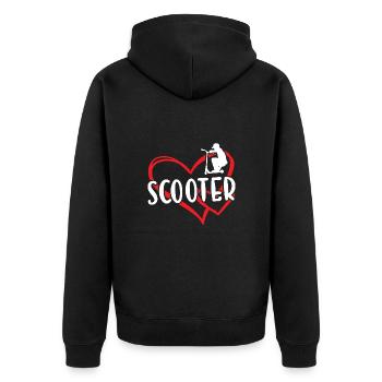 Sport Heart Scooter - Unisex Premium Bio Zip Hoodie - Schwarz - Hinten - Nico (187cm)