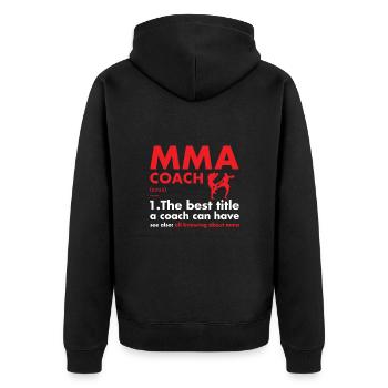 Sport Coach Definition MMA - Unisex Premium Bio Zip Hoodie - Schwarz - Hinten - Nico (187cm)