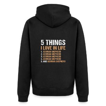 5 Things I Love In Life German Shepherd - Unisex Premium Organic Zip Hoodie - black - Back - Nico (187cm)