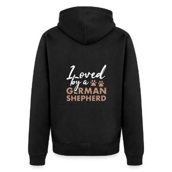 Aimé par un berger allemand - Veste à capuche bio Premium Unisexe - noir - Dos - Nico (187cm)