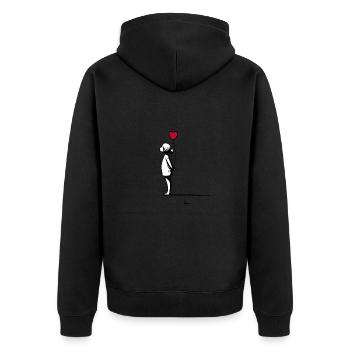 LOVE - Unisex Premium Bio Zip Hoodie - Schwarz - Hinten - Nico (187cm)