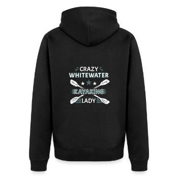 Crazy Whitewater Kayaking Lady - Unisex Premium Organic Zip Hoodie - black - Back - Nico (187cm)