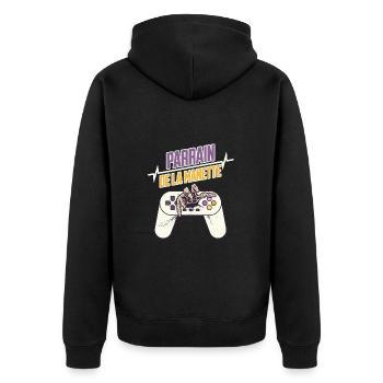 Parrain de la manette t-shirt idée cadeau gamer - Veste à capuche bio Premium Unisexe - noir - Dos - Nico (187cm)