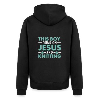 Tricoteuse Ce garçon court sur Jésus et tricot - Veste à capuche bio Premium Unisexe - noir - Dos - Nico (187cm)